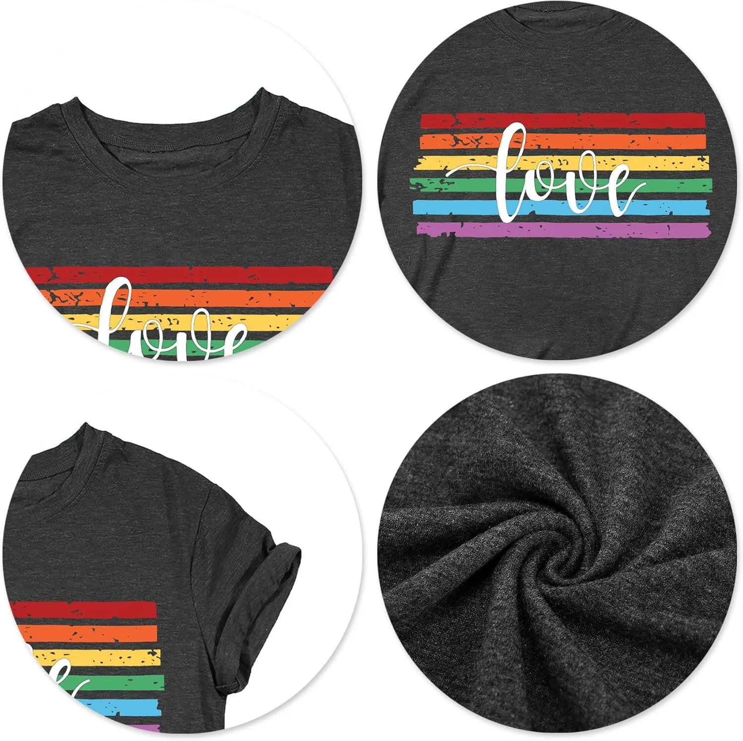 Pride T Shirts Women Rainbows Heart Graphic Tees Shirts LGBT Shirts Casual Short Sleeve Tops