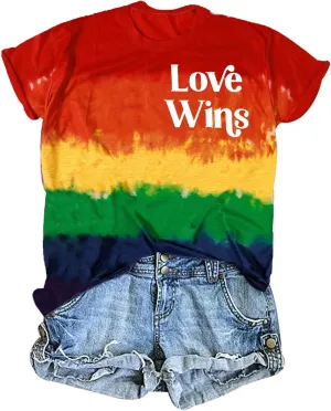 Pride T Shirts Women Rainbows Heart Graphic Tees Shirts LGBT Shirts Casual Short Sleeve Tops