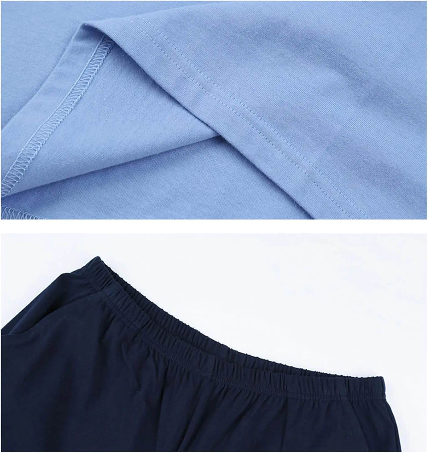 Qianxiu Men's Pajama Set Lounge Sleep Sets Men Classic Short Sleeve Sleepwear and Shorts Pjs Set with Pocket