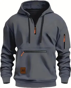 Quarter Zip Pullover Tactical Hoodies For Men Vintage Workout Hoodies With Pockets Military Tactical Sweatshirt