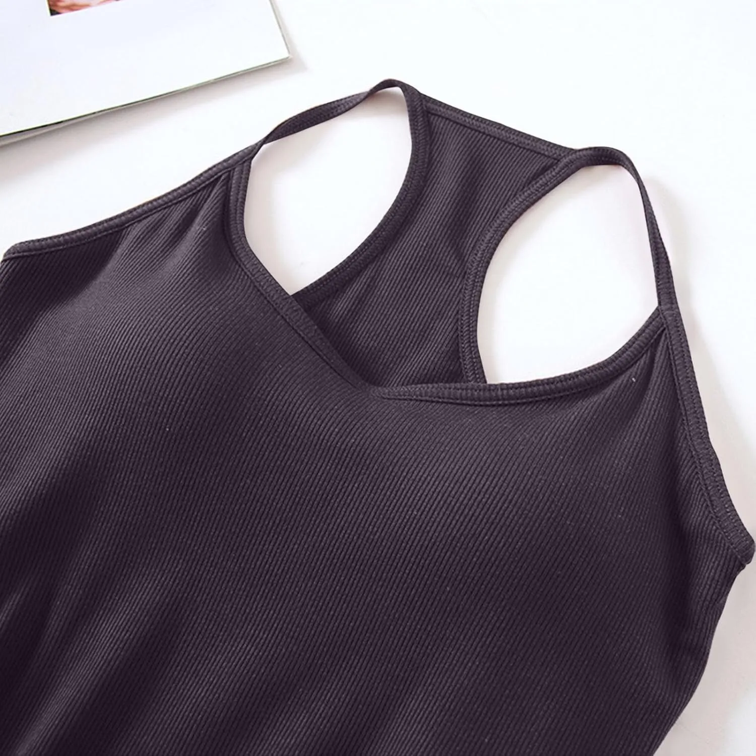 Racerback Tank Top for Women Shelf Bra Yoga Tops Summer Cami Shirt Basic Athletic Camisole with Built in Bras
