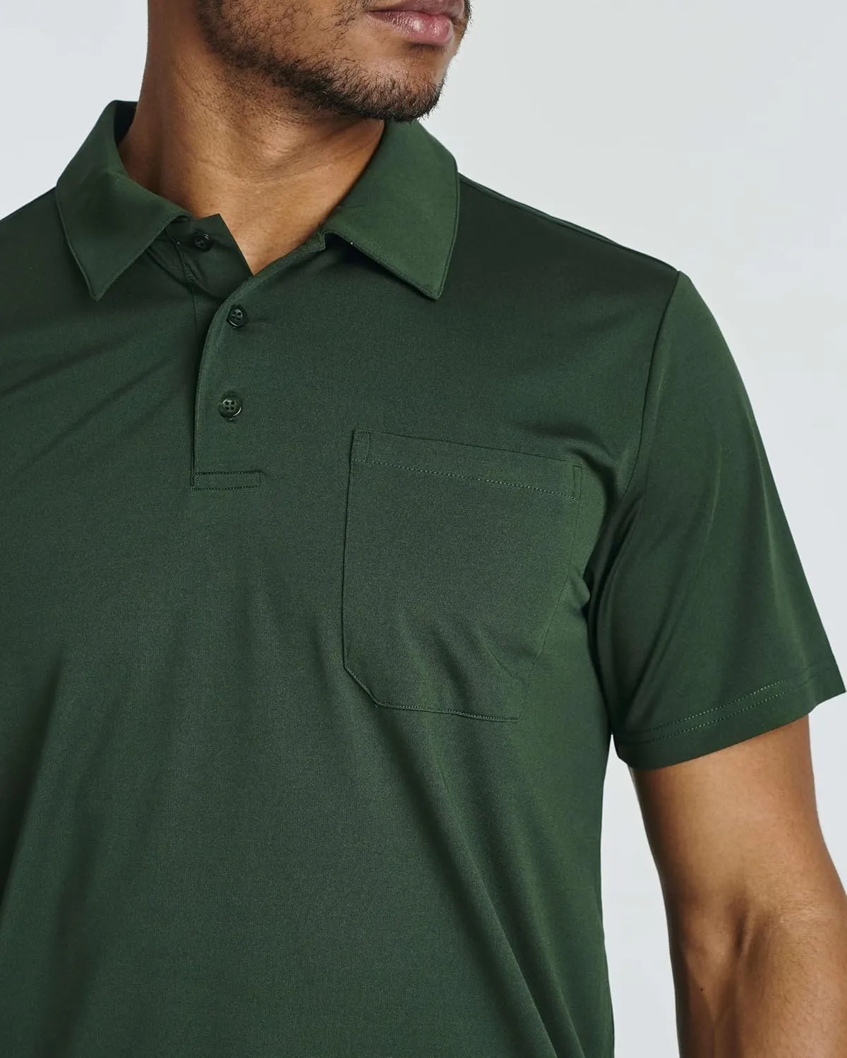 Real Essentials 3 Pack: Men's Short Sleeve Pocket Polo Shirt Dry-Fit Performance Tactical Golf (Available in Big & Tall)