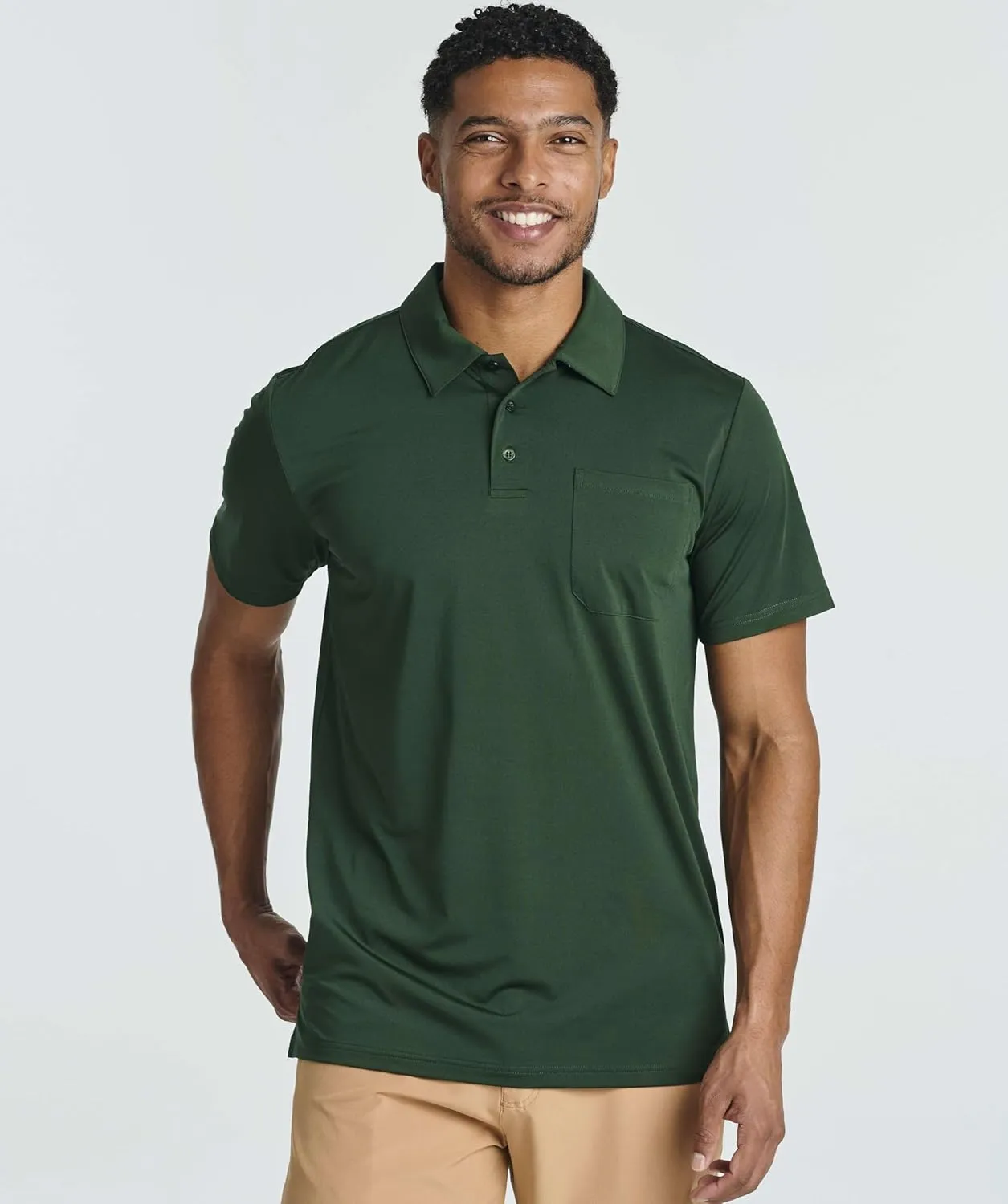 Real Essentials 3 Pack: Men's Short Sleeve Pocket Polo Shirt Dry-Fit Performance Tactical Golf (Available in Big & Tall)