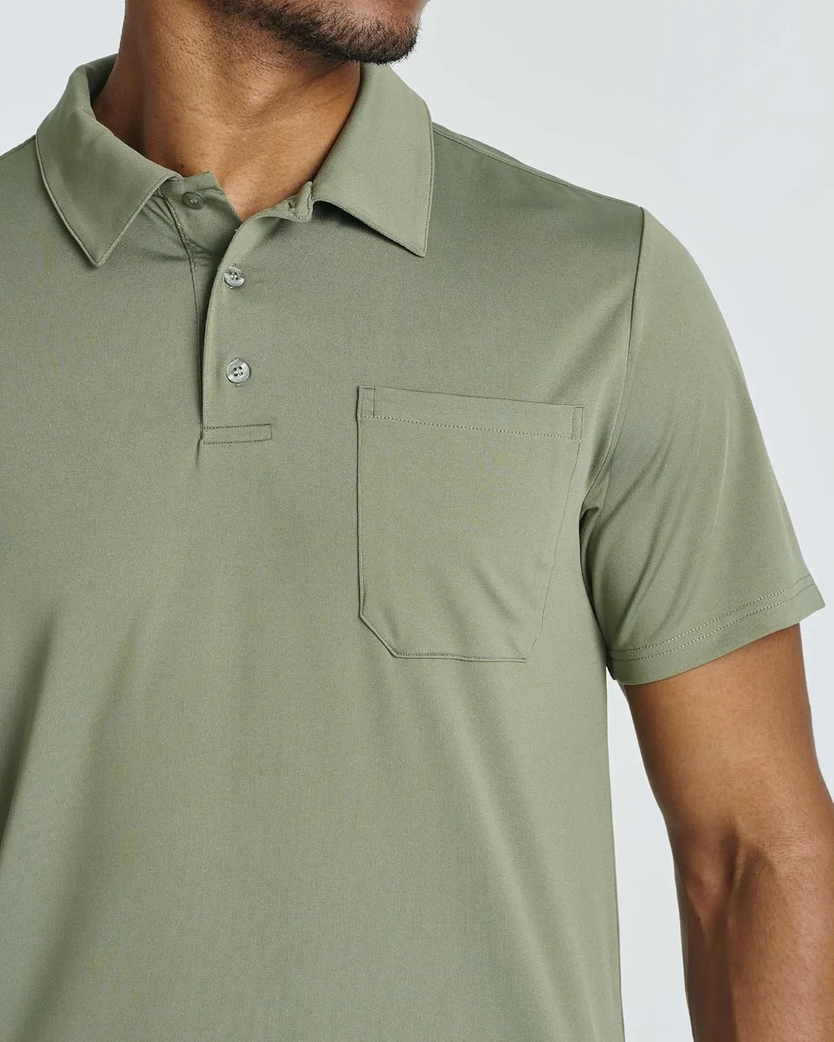 Real Essentials 3 Pack: Men's Short Sleeve Pocket Polo Shirt Dry-Fit Performance Tactical Golf (Available in Big & Tall)