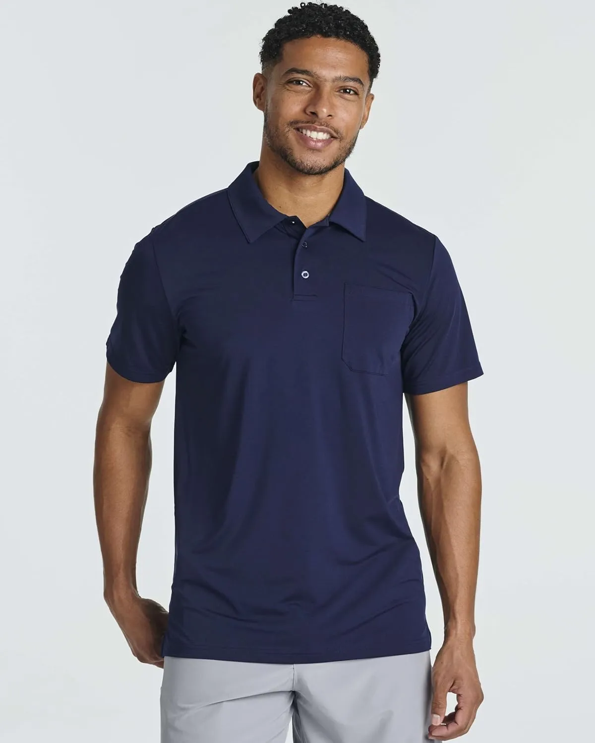 Real Essentials 3 Pack: Men's Short Sleeve Pocket Polo Shirt Dry-Fit Performance Tactical Golf (Available in Big & Tall)