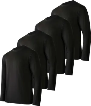 Real Essentials 4 Pack: Men's Dry-Fit UV Moisture Wicking UPF 50  SPF Sun Protective Fishing Hiking Active Long Sleeve Shirt