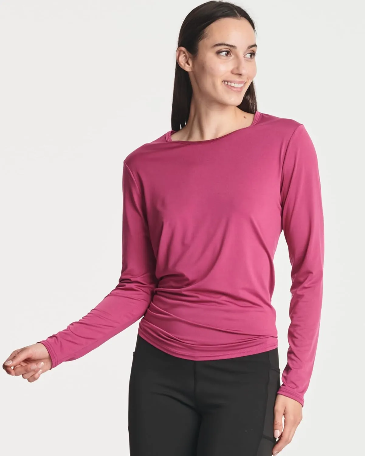 Real Essentials 4 Pack: Women's Dry-Fit Long-Sleeve Tie Back Athletic Workout T-Shirt (Available in Plus Size)