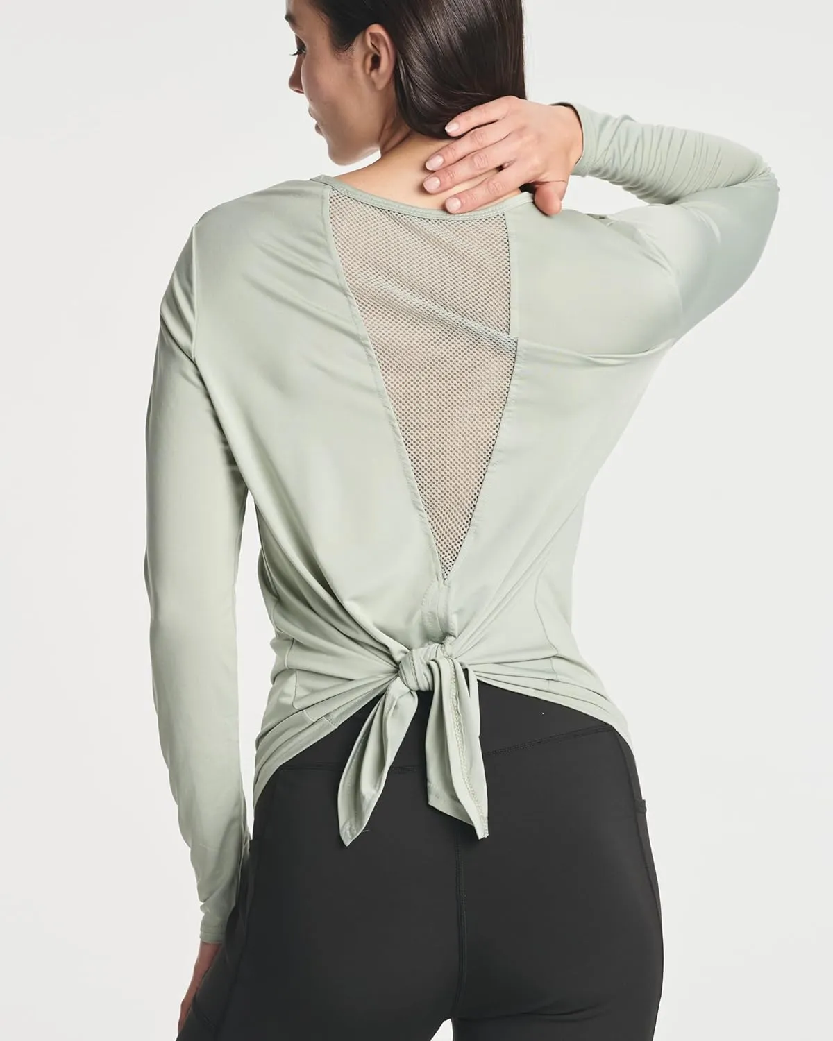 Real Essentials 4 Pack: Women's Dry-Fit Long-Sleeve Tie Back Athletic Workout T-Shirt (Available in Plus Size)