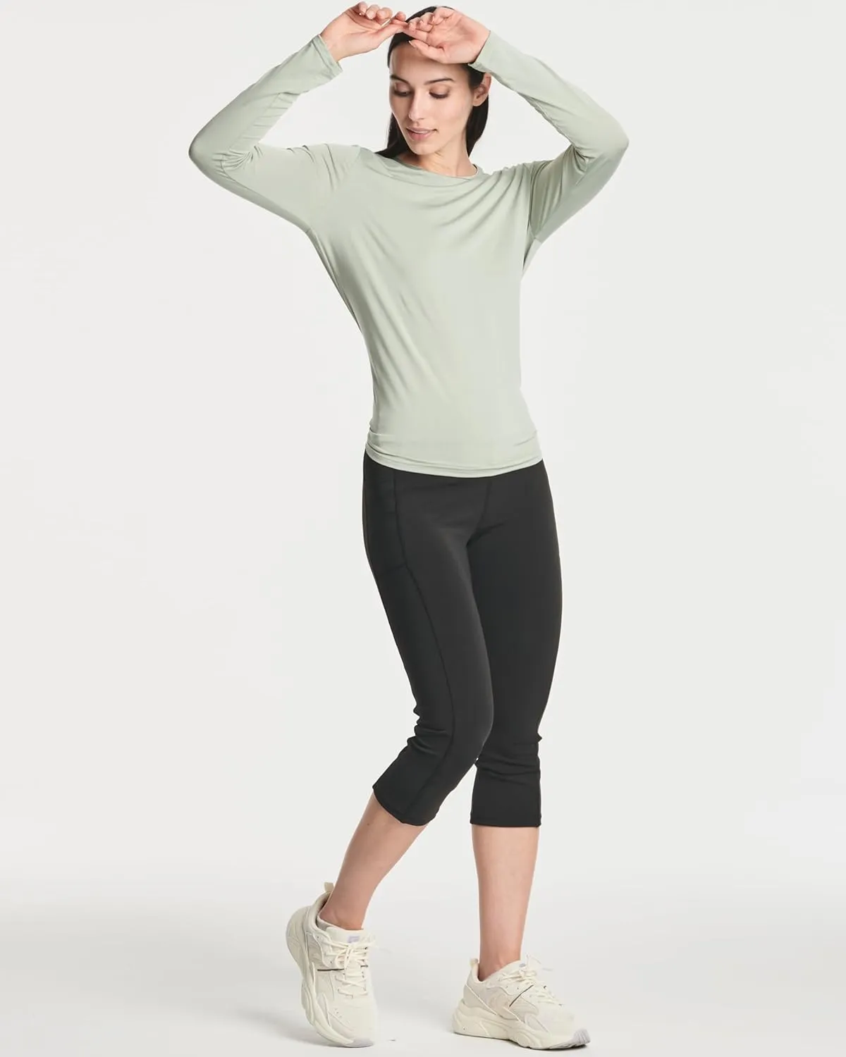 Real Essentials 4 Pack: Women's Dry-Fit Long-Sleeve Tie Back Athletic Workout T-Shirt (Available in Plus Size)
