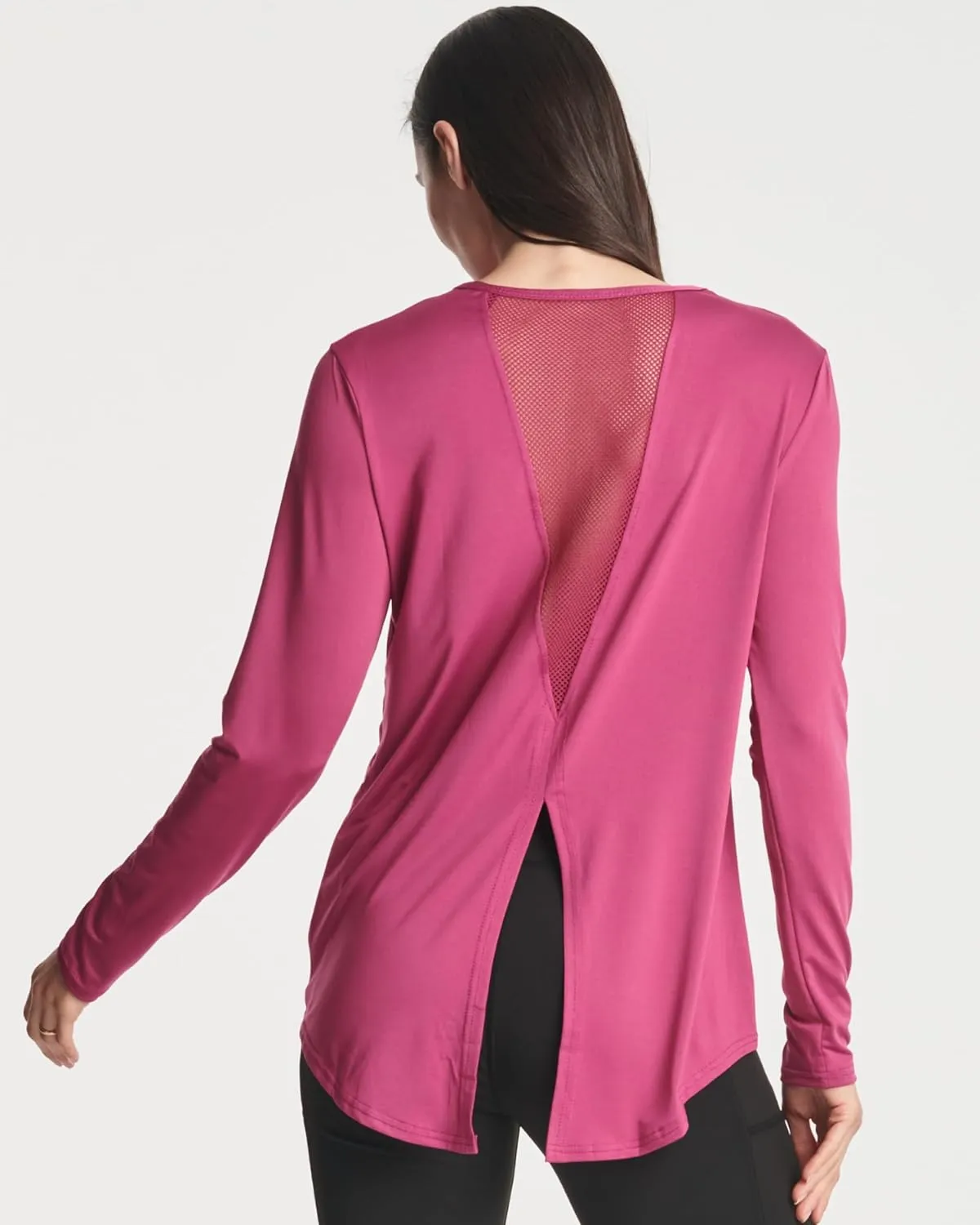 Real Essentials 4 Pack: Women's Dry-Fit Long-Sleeve Tie Back Athletic Workout T-Shirt (Available in Plus Size)