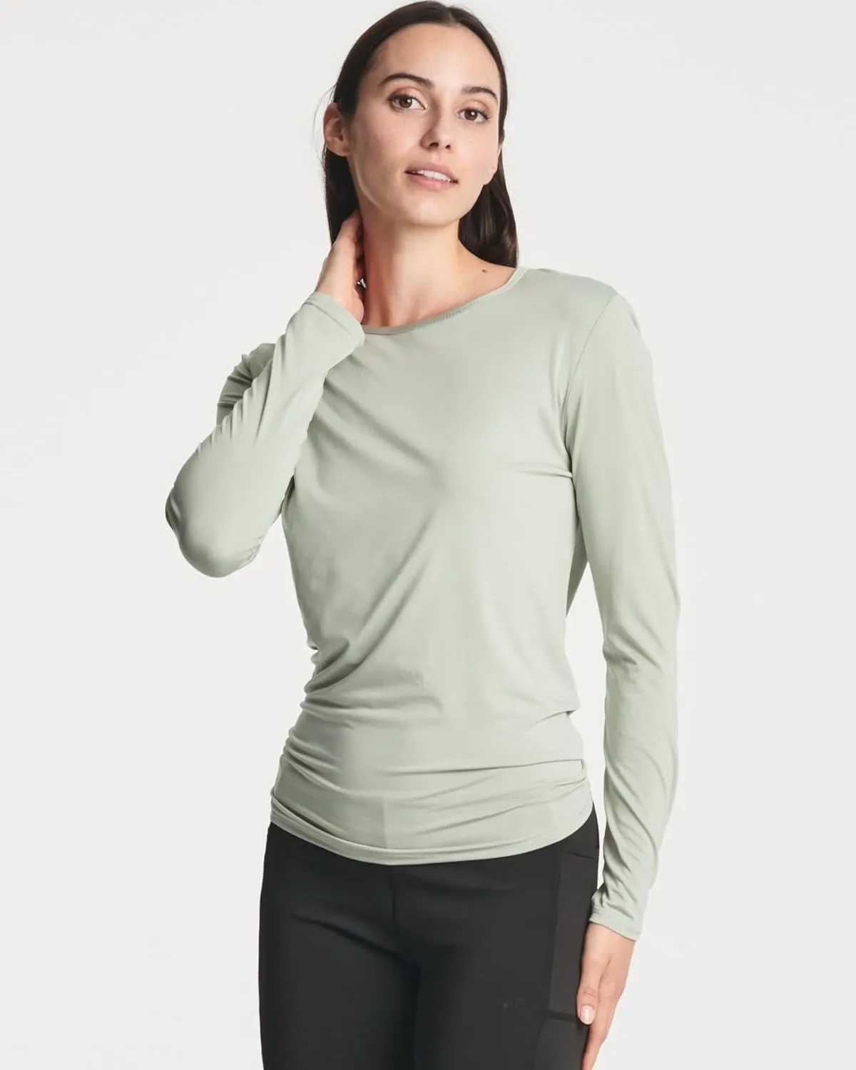 Real Essentials 4 Pack: Women's Dry-Fit Long-Sleeve Tie Back Athletic Workout T-Shirt (Available in Plus Size)
