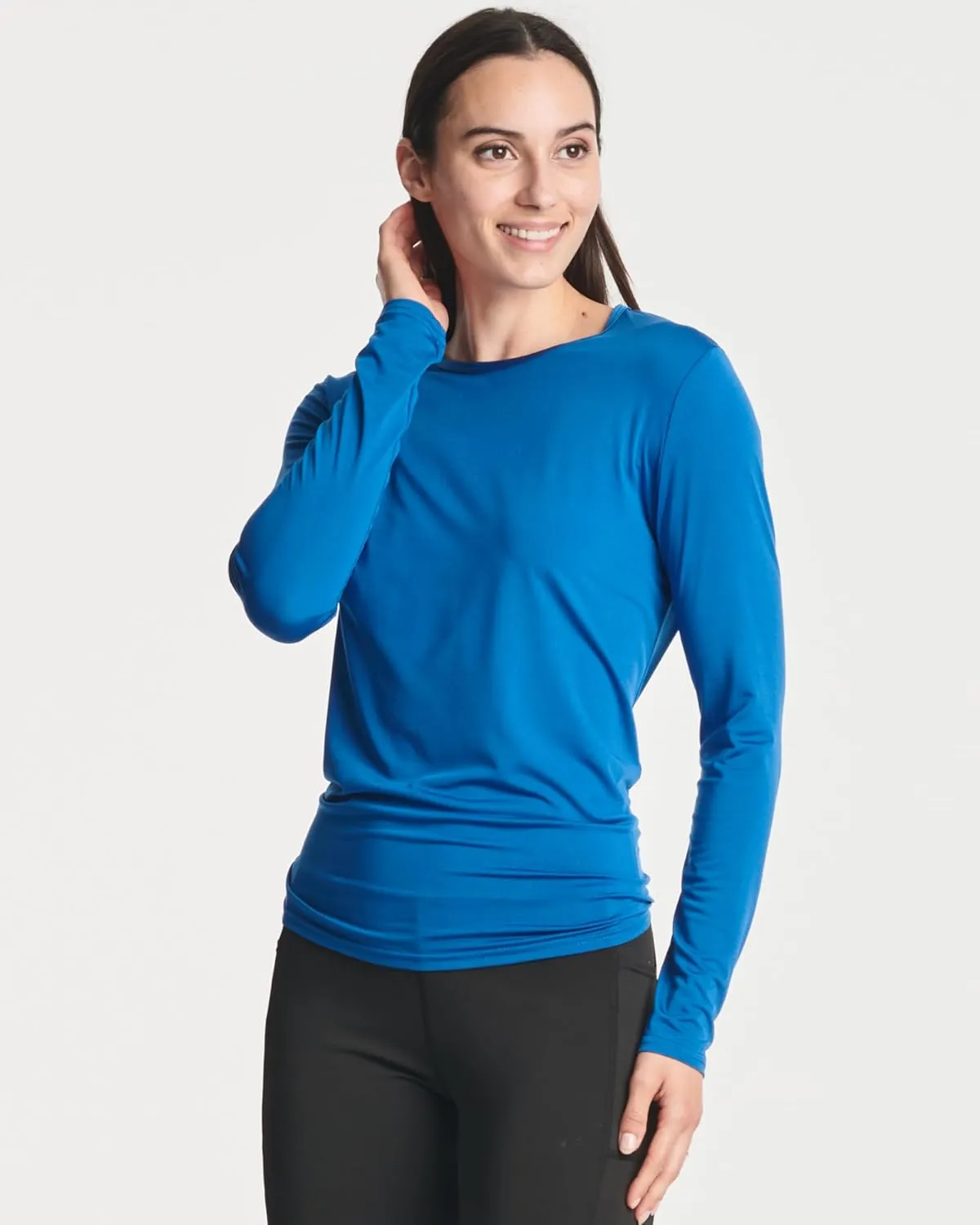 Real Essentials 4 Pack: Women's Dry-Fit Long-Sleeve Tie Back Athletic Workout T-Shirt (Available in Plus Size)