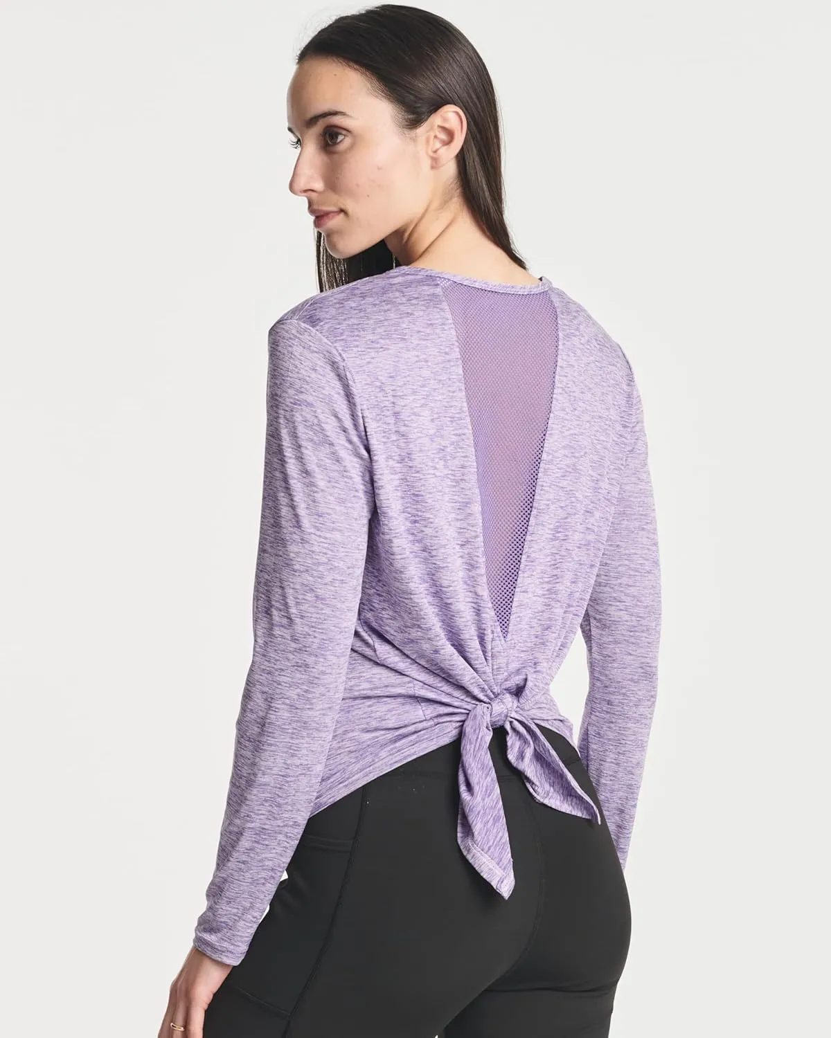 Real Essentials 4 Pack: Women's Dry-Fit Long-Sleeve Tie Back Athletic Workout T-Shirt (Available in Plus Size)