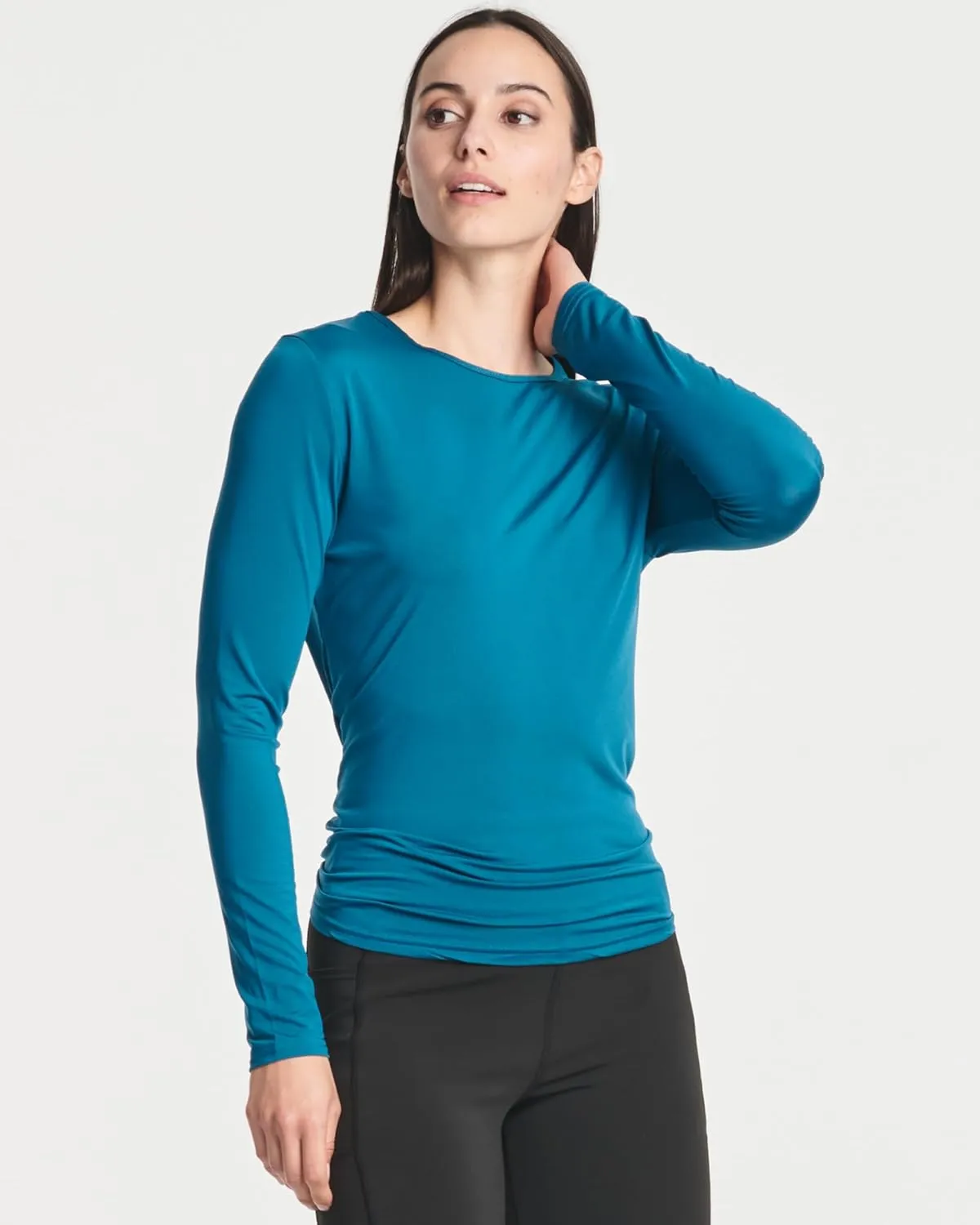 Real Essentials 4 Pack: Women's Dry-Fit Long-Sleeve Tie Back Athletic Workout T-Shirt (Available in Plus Size)