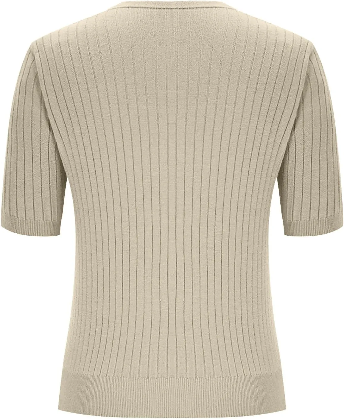 Ribbed Knit Tops for Women Trendy Summer Casual Basic Sweater Solid Color V Neck T Shirts Loose Fit Blouse Tee