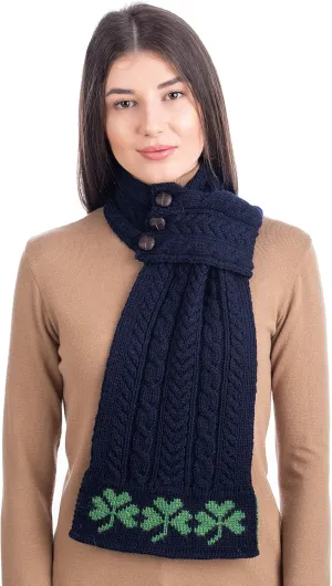 SAOL - Women - Aran Loop Scarf featuring Shamrock Pattern - 100% Merino Wool