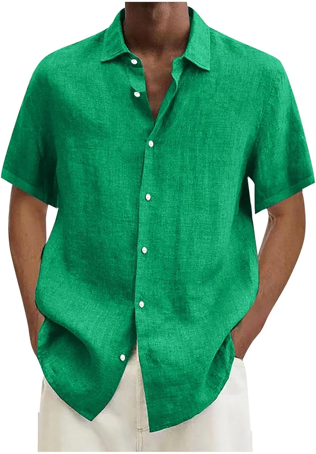 Shirts for Men Men's Linen Shirts Short Sleeve Casual Shirts Button Down Shirt for Men Beach Summer Shirts