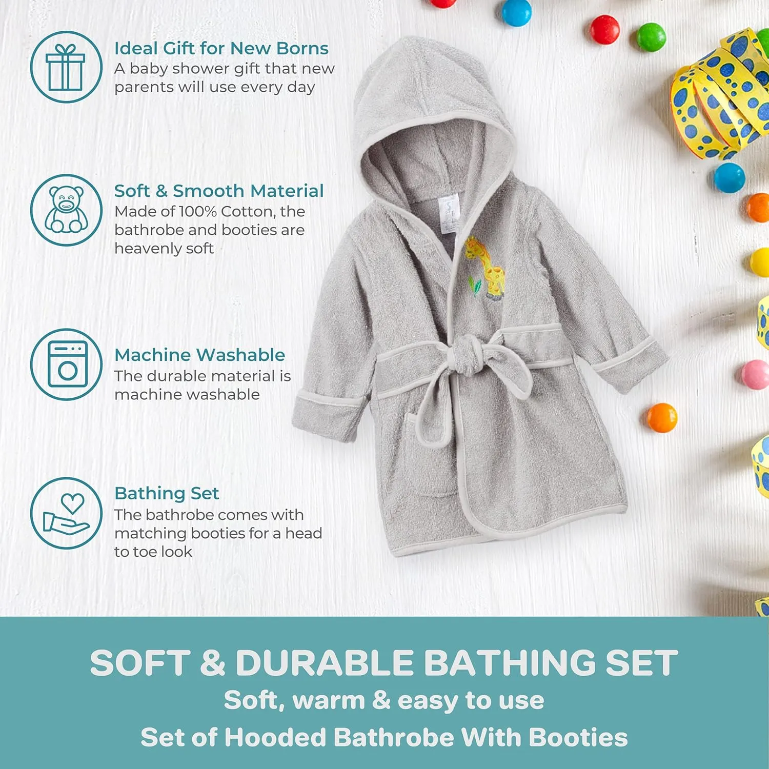 Spasilk 100% Cotton Hooded Terry Bathrobe with Booties Baby One Size Gifts — Shower