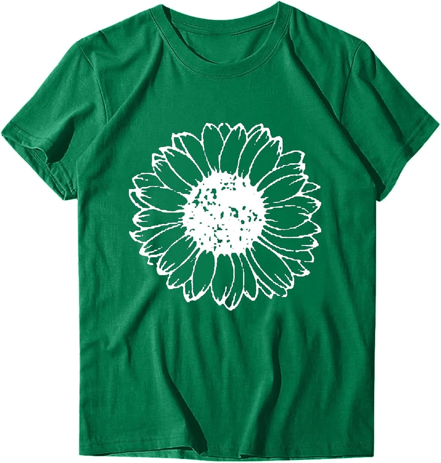 Summer Short Sleeve Tops for Women Funny Oversized Floral Print Loose T Shirts Casual Crewneck Soft Tees