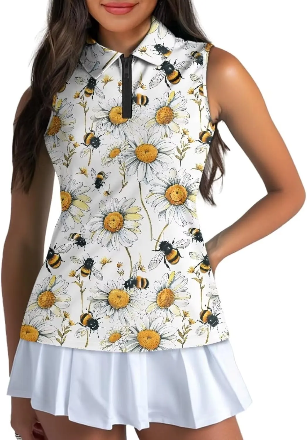 Suobstales Sleeveless Golf Polo Shirts for Women Quick Dry Collared Polo Shirts Athletic Tank Tops Lightweight Tennis Shirts