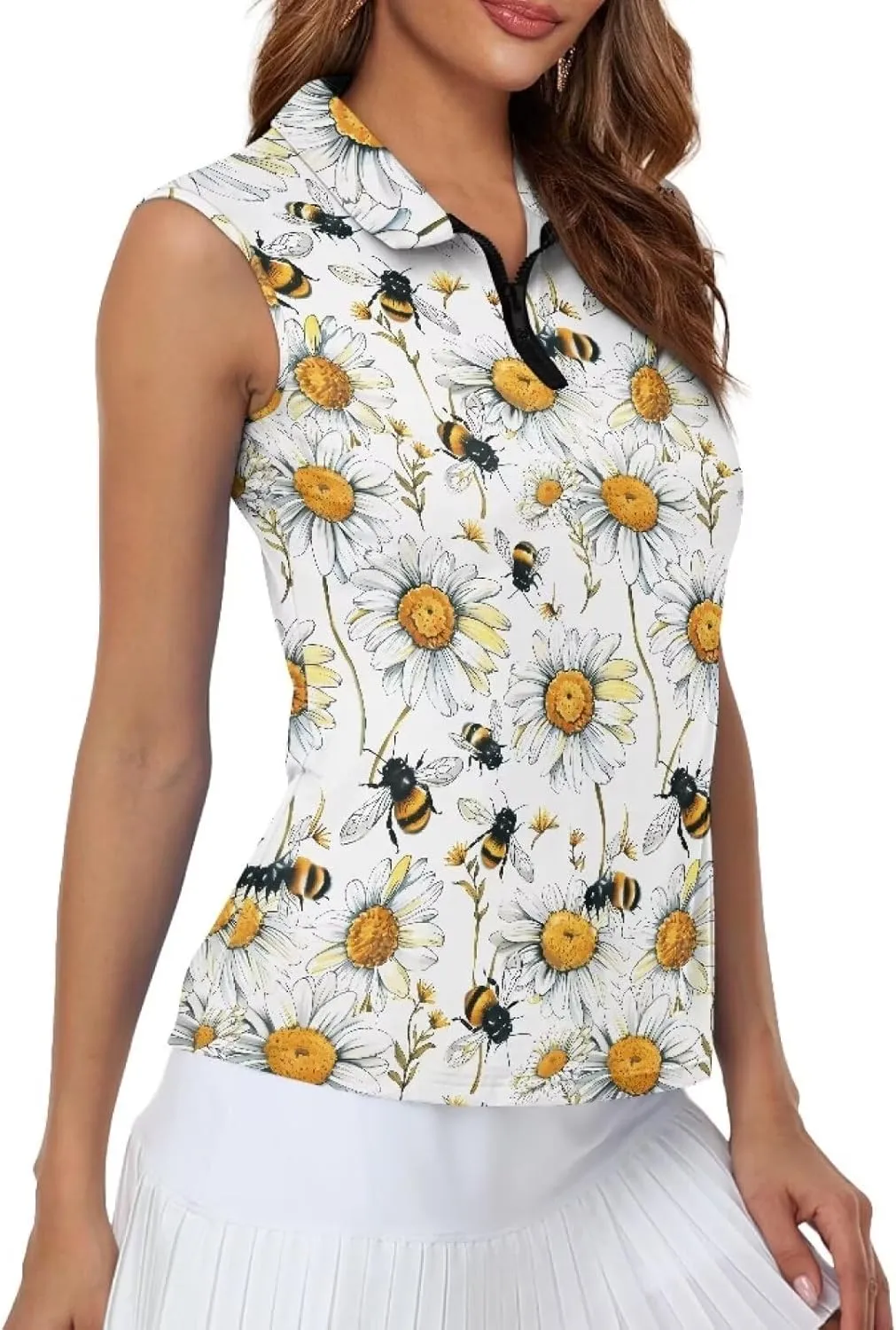 Suobstales Sleeveless Golf Polo Shirts for Women Quick Dry Collared Polo Shirts Athletic Tank Tops Lightweight Tennis Shirts