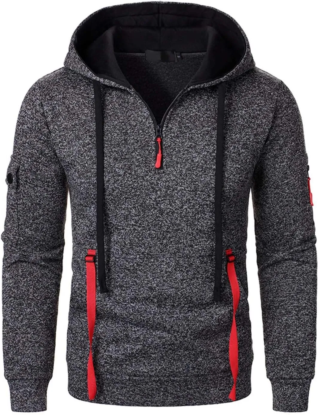 Tactical Hoodies Men Quarter Zip Pullover Vintage Workout Hoodies with Zipper Pockets Trendy Military Sweatshirt