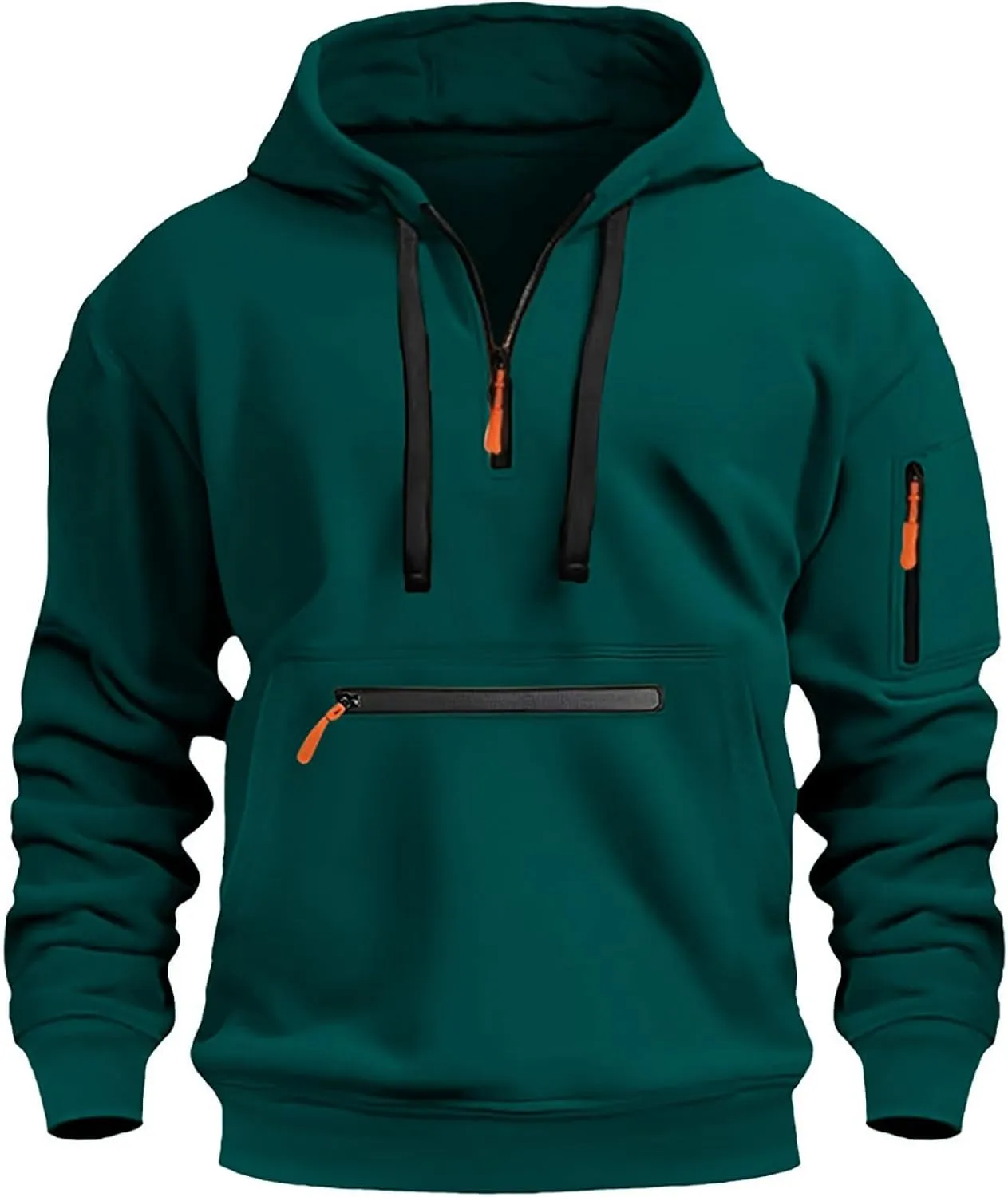 Tactical Hoodies Men Quarter Zip Pullover Vintage Workout Hoodies with Zipper Pockets Trendy Military Sweatshirt