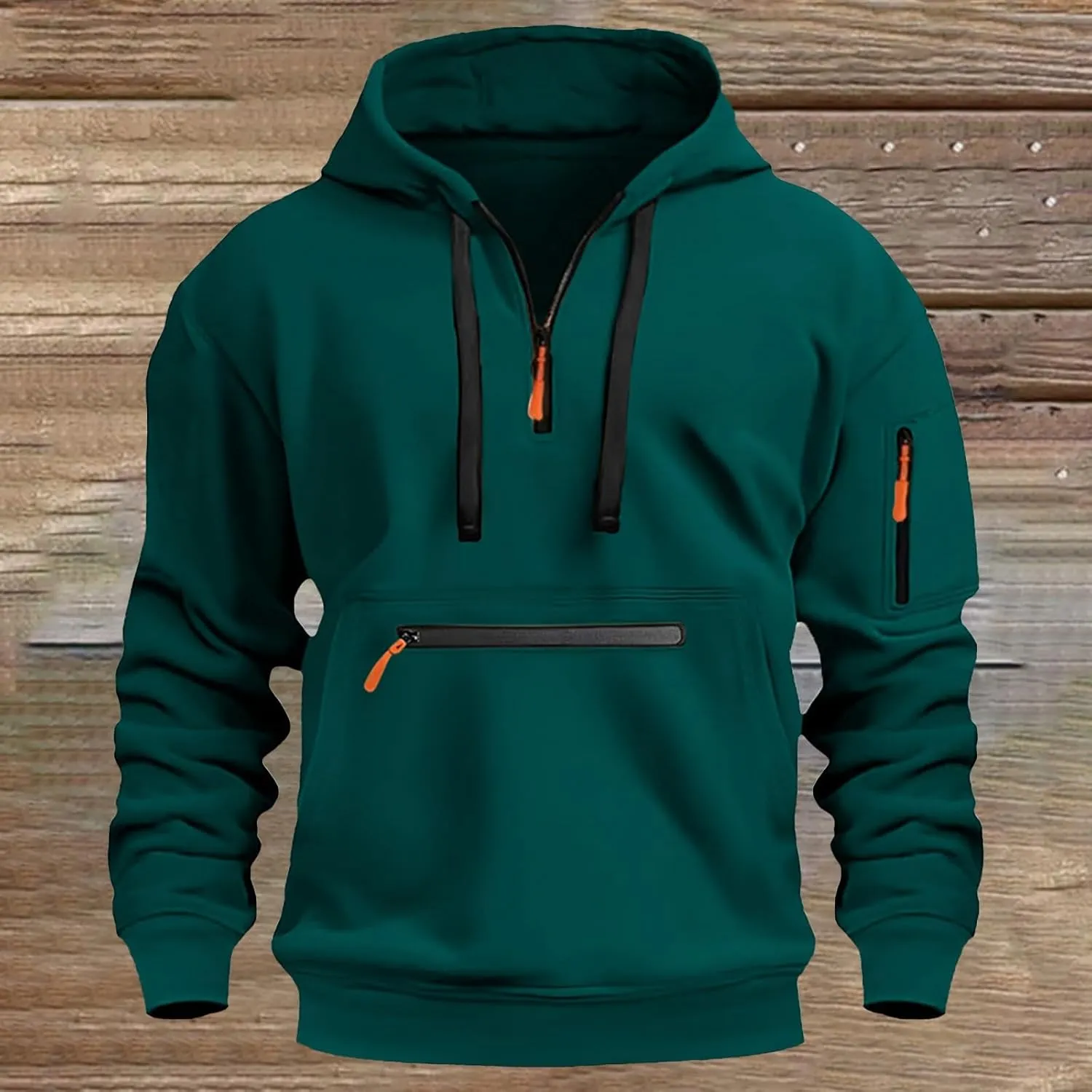 Tactical Hoodies Men Quarter Zip Pullover Vintage Workout Hoodies with Zipper Pockets Trendy Military Sweatshirt