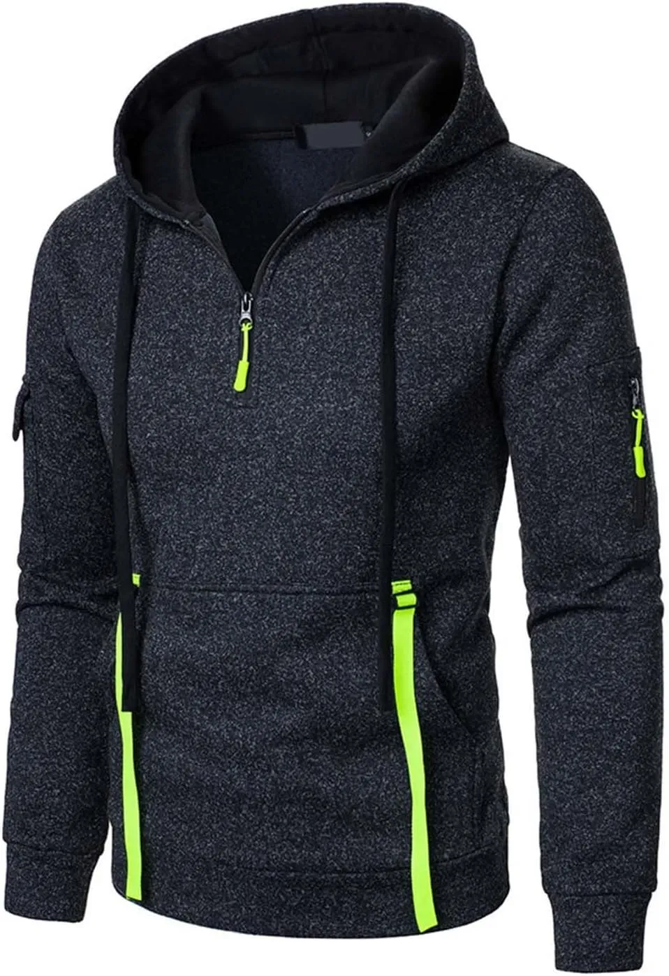 Tactical Hoodies Men Quarter Zip Pullover Vintage Workout Hoodies with Zipper Pockets Trendy Military Sweatshirt