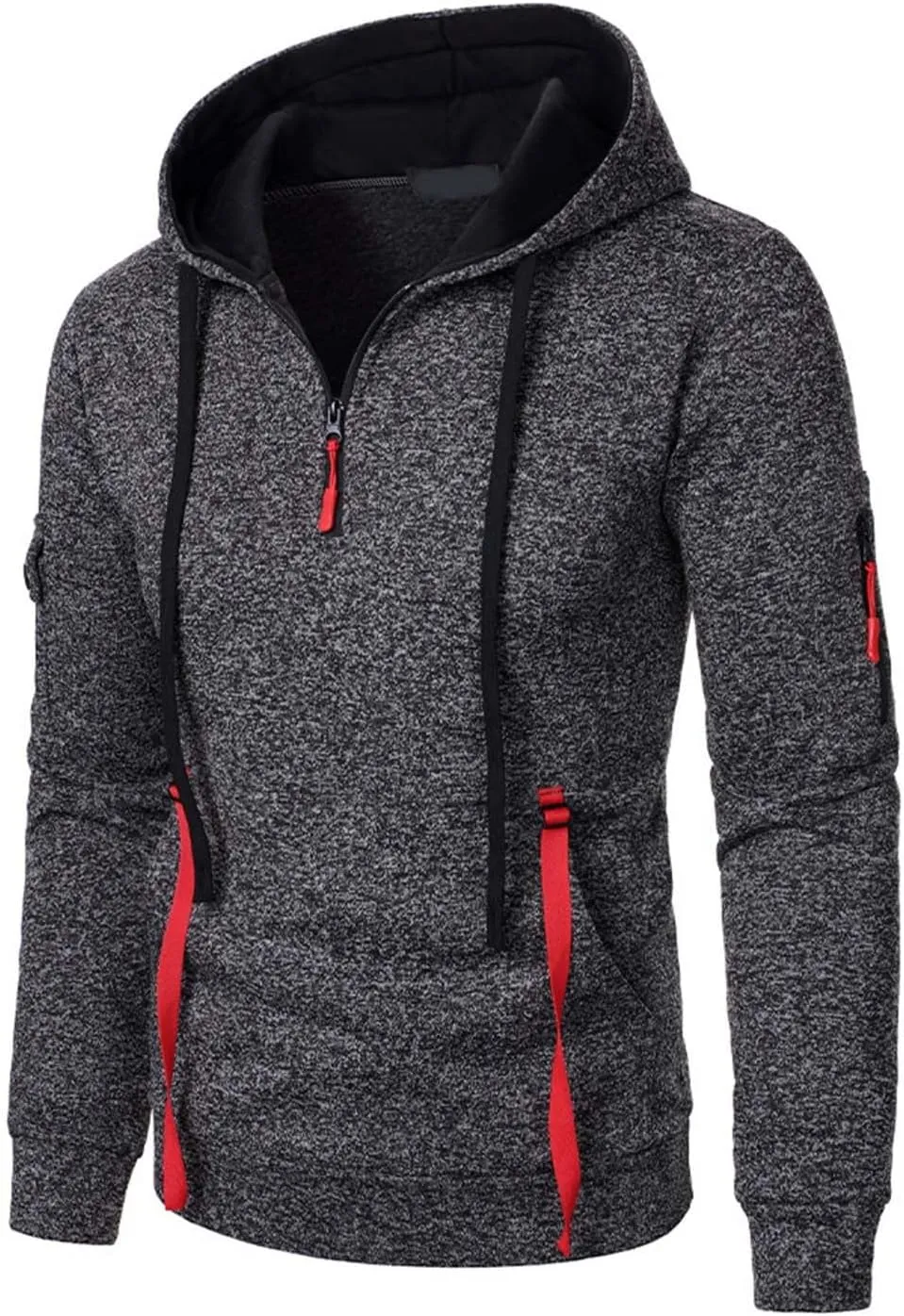 Tactical Hoodies Men Quarter Zip Pullover Vintage Workout Hoodies with Zipper Pockets Trendy Military Sweatshirt