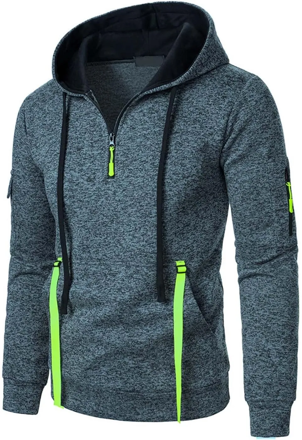 Tactical Hoodies Men Quarter Zip Pullover Vintage Workout Hoodies with Zipper Pockets Trendy Military Sweatshirt