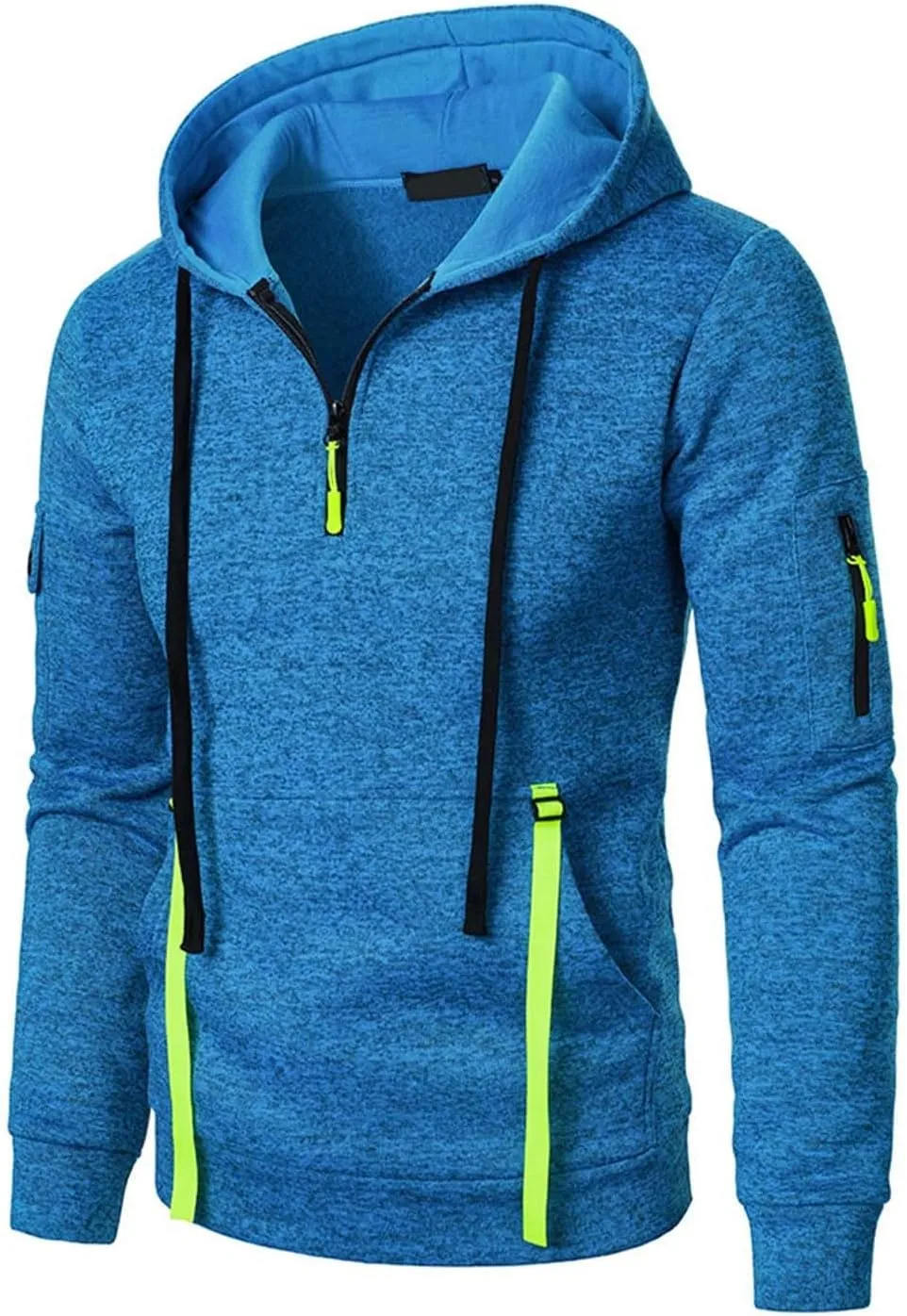 Tactical Hoodies Men Quarter Zip Pullover Vintage Workout Hoodies with Zipper Pockets Trendy Military Sweatshirt