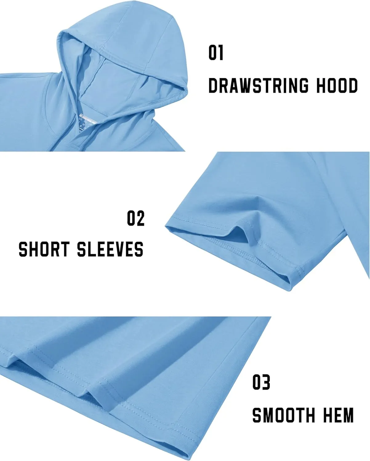 TACVASEN Short Sleeve Hoodies for Men Cotton Hoodies Summer Sweatshirt Lightweight Breathable Workout Shirts Pullover