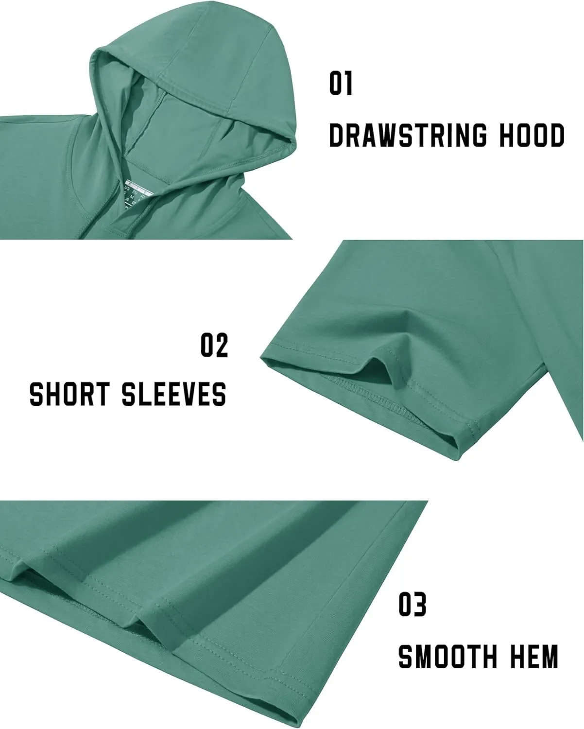 TACVASEN Short Sleeve Hoodies for Men Cotton Hoodies Summer Sweatshirt Lightweight Breathable Workout Shirts Pullover