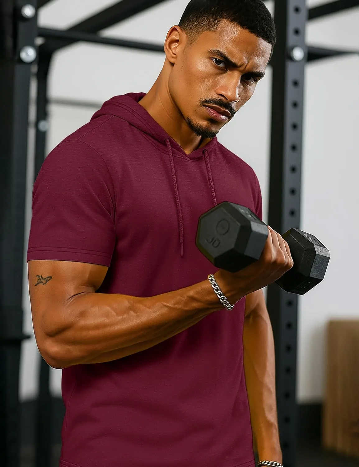 TACVASEN Short Sleeve Hoodies for Men Cotton Hoodies Summer Sweatshirt Lightweight Breathable Workout Shirts Pullover
