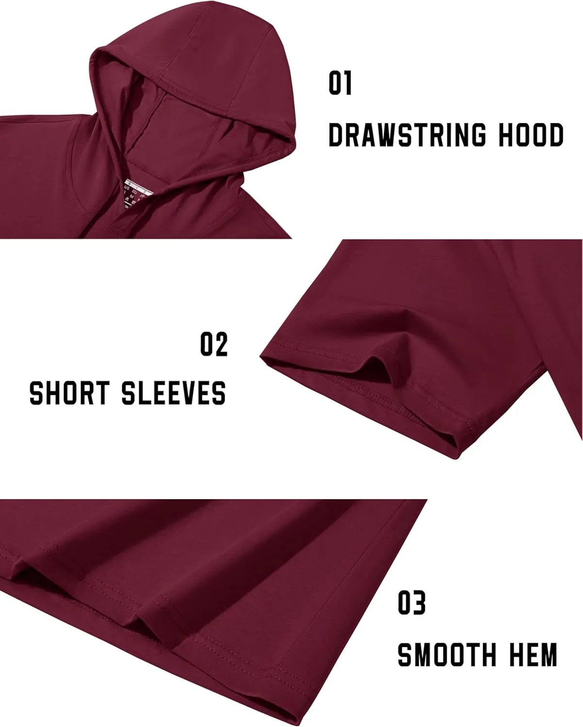TACVASEN Short Sleeve Hoodies for Men Cotton Hoodies Summer Sweatshirt Lightweight Breathable Workout Shirts Pullover