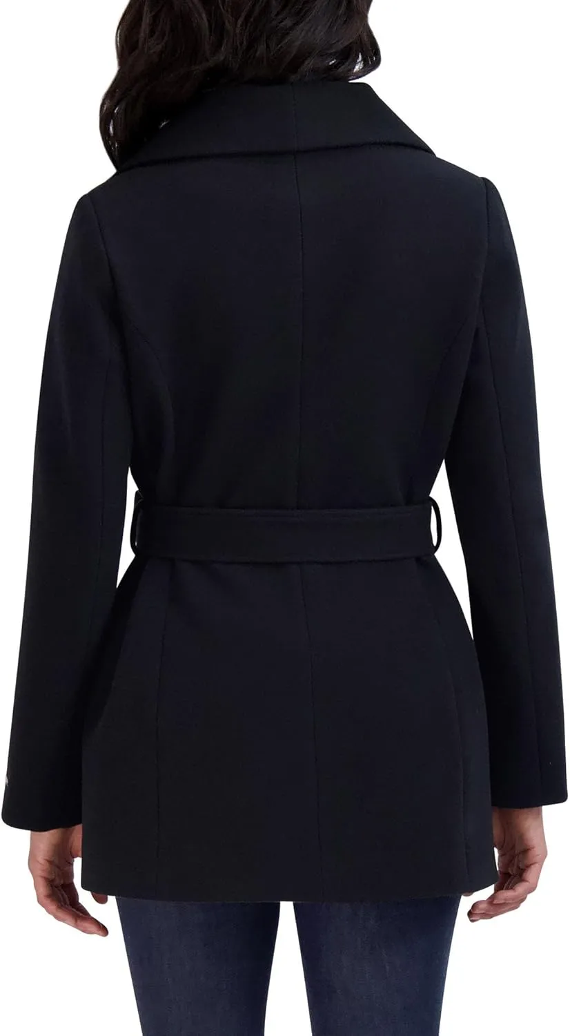 TAHARI Women's Peacoat Lapel Collar Belted Trench Coat