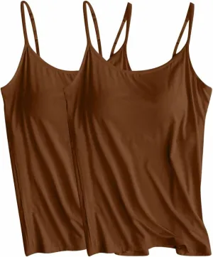Tank Top Bra for Women 2 Pc with Shelf Bras Casual Sleeveless Shirts Soft Lightweight Quick Dry Running Tanks