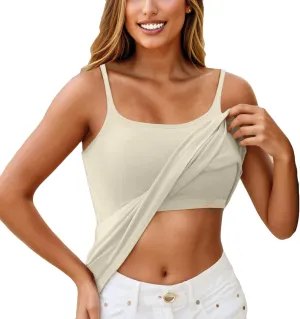 Tank Top with Built in Bra Camisoles for Women for Under Clothes Spaghetti Strap Cami 2025 Summer Clothes