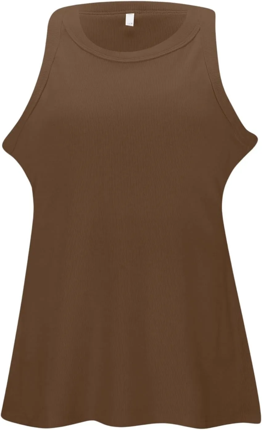 Tank Tops for Women 2025 Built in Shelf Bra Spaghetti Strap Summer Camisole U Neck Slim Fit Ribbed Sleeveless Shirts