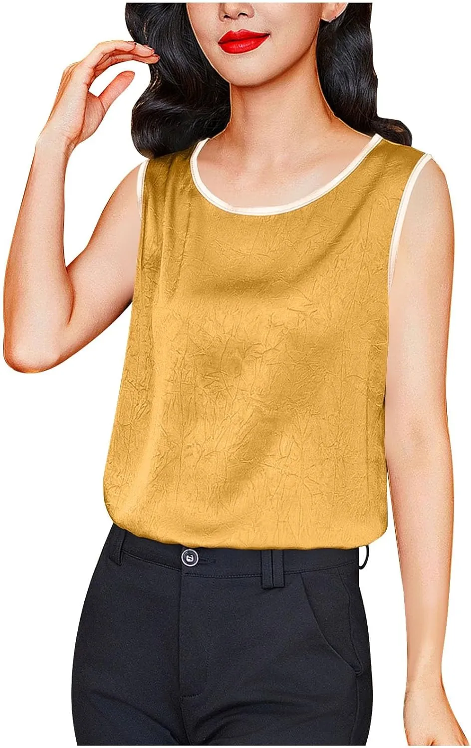 Tank Tops for Women 2025 Plus Size Solid Color Print Textured Crewneck Shirts Sleeveless Casual Trendy Beach Tank