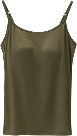 Tank Tops for Women Built in Bra Adjustable Spaghetti Strap Summer Sexy Back Cross Outfits Workout Layering Camisole