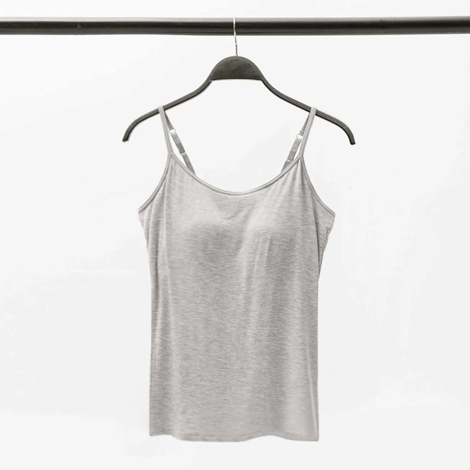 Tank Tops for Women Built in Bra Adjustable Spaghetti Strap Summer Sexy Back Cross Outfits Workout Layering Camisole