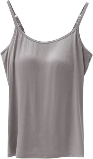 Tank Tops for Women Built in Bra Adjustable Spaghetti Strap Summer Sexy Back Cross Outfits Workout Layering Camisole