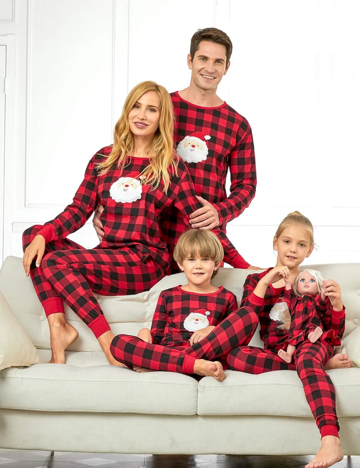 Tebbis Family Christmas Pajamas PJS Matching Set Adult Kids Baby Pet Dog & Doll Cotton