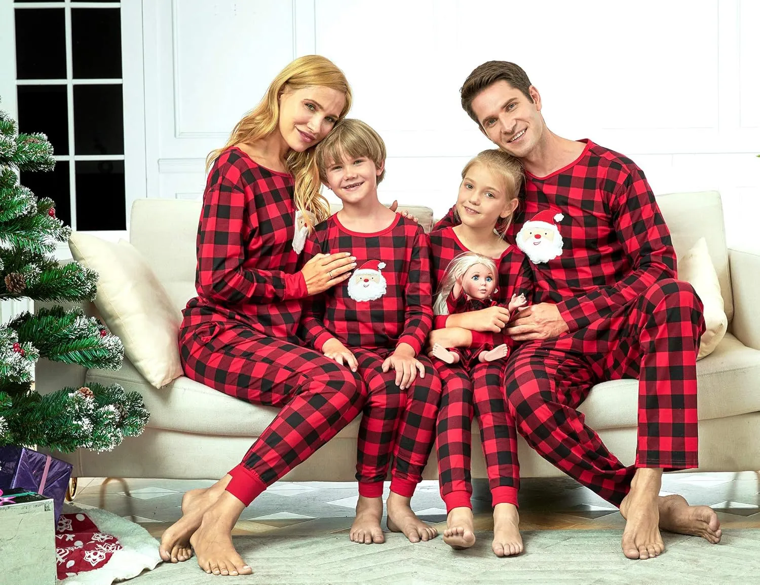 Tebbis Family Christmas Pajamas PJS Matching Set Adult Kids Baby Pet Dog & Doll Cotton