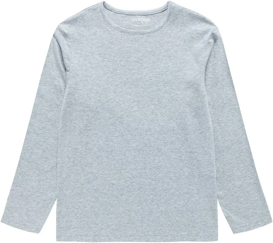 UNACOO Kids Long Sleeve Shirts Girls Shirts Boy's Cotton Long Sleeve Shirts Layer Shirts Regular Fit (Age 3-12 Years)