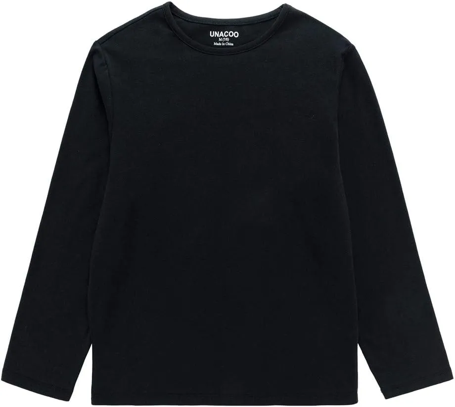UNACOO Kids Long Sleeve Shirts Girls Shirts Boy's Cotton Long Sleeve Shirts Layer Shirts Regular Fit (Age 3-12 Years)