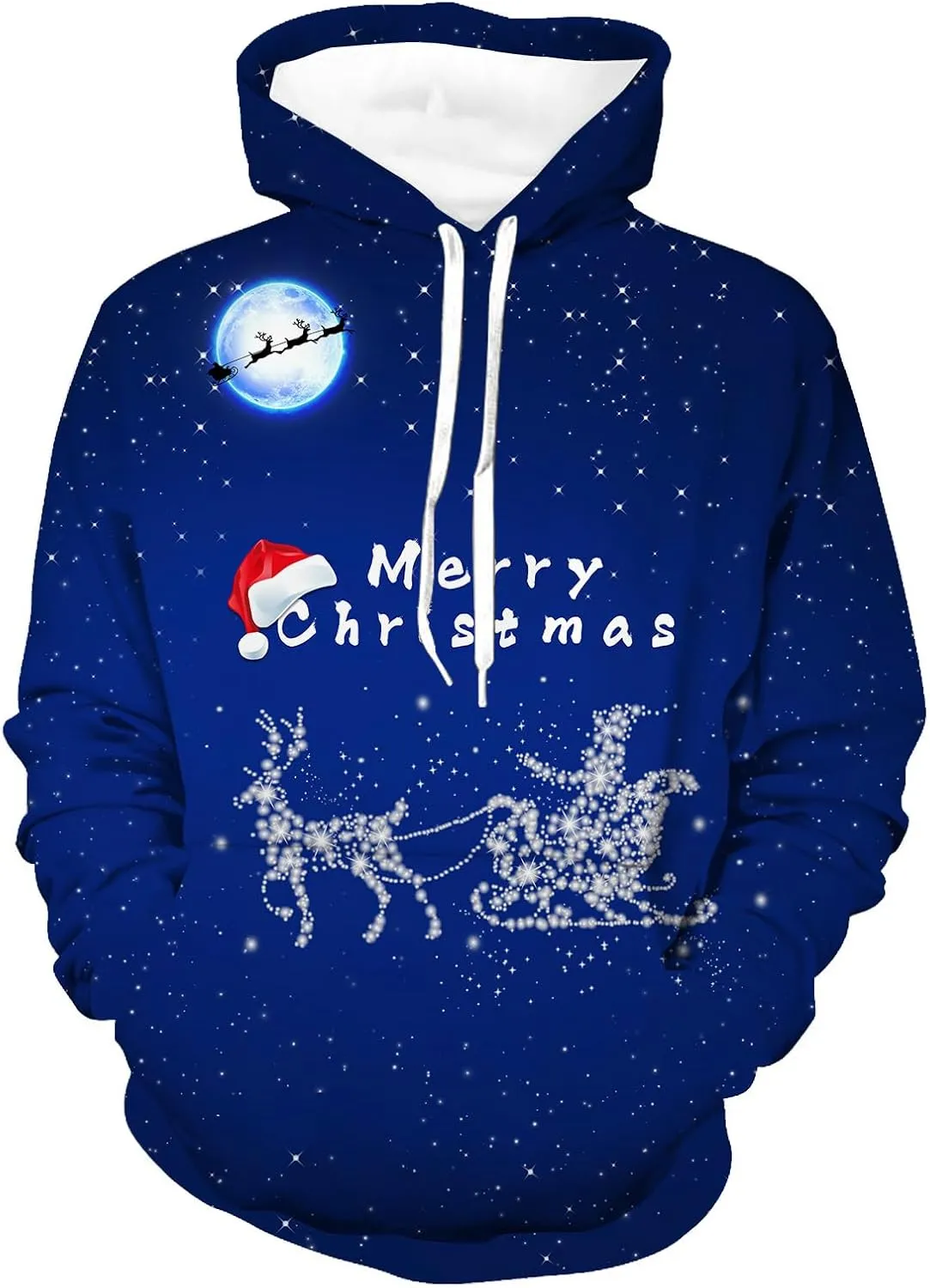 Unisex Hoodies 3D Print Pullover Hooded Sweatshirt Hoodies with Big Pockets for Men