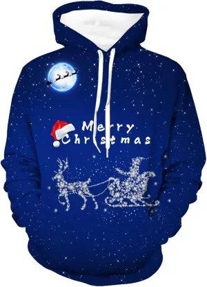 Unisex Hoodies 3D Print Pullover Hooded Sweatshirt Hoodies with Big Pockets for Men